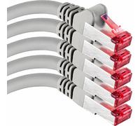 1aTTack.de Cat6 network cable 5x 0.25m CAT6 - shielding SFTP - CAT.6 RJ45 patch cable Ethernet cable DSL LAN router switch modem patch panel - gray - 5 pieces