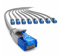 1aTTack.de CAT6 Slim LAN Network Cable 10x 1m 1000 Mbit/s - Grey | Ethernet patch cable, UTP, small diameter, highly flexible, slim lead for space-saving network cabling