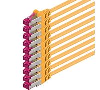 1aTTack.de Cat6a CAT6 10x 0.25m LAN Network Cable SFTP PIMF 10Gb/s - yellow | GHMT-certified Ethernet patch cable, LSZH, for router, modem, switch, PC and console, with RJ45 connectors