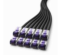 1aTTack.de Cat6a Highly Flexible LAN Cable 10x 0.25m RJ45 10 Gb/s black | Highly flexible Cat6a Ethernet patch cable; S/FTP PIMF, 500 MHz, RJ45, 10 Gb/s for router, switch, PC, gaming and server
