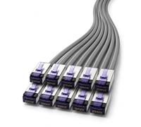 1aTTack.de Cat6a Highly Flexible LAN Cable 10x 0.25m RJ45 10 Gb/s grey | Highly flexible Cat6a Ethernet patch cable; S/FTP PIMF, 500 MHz, RJ45, 10 Gb/s for router, switch, PC, gaming and server