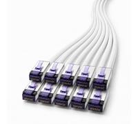 1aTTack.de Cat6a Highly Flexible LAN Cable 10x 0.25m RJ45 10 Gb/s white | Highly flexible Cat6a Ethernet patch cable; S/FTP PIMF, 500 MHz, RJ45, 10 Gb/s for router, switch, PC, gaming and server