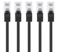 1aTTack.de CAT7 LAN Network Cable 5x 0.25m RJ45 10Gbps S/FTP - Black | Ethernet patch lead, 500 MHz, Cat6a connectors, compatible Cat6/Cat5e, router, switch, modem, PC, gaming, Xbox, PlayStation