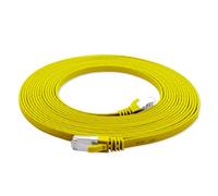 1aTTack.de Flat CAT7 LAN Network Cable 10 Gbit/s 1x 10m - yellow | Flat RJ45 Ethernet patch cable, Gigabit LAN cable for internet, switch, router, modem and patch panel