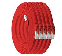 1aTTack.de Flat CAT7 LAN Network Cable 10 Gbit/s 5x 0.5m - red | Flat RJ45 Ethernet patch cable, Gigabit LAN cable for internet, switch, router, modem and patch panel