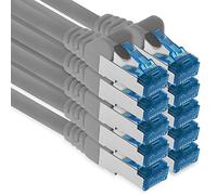 1aTTack.de Patch cable - 10x 0.5m Ethernet, network, LAN cable CAT6a (for Gigabit networks, routers, switches, modems with RJ45 input - gray)