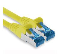 1aTTack.de Patch cable - 15m Ethernet, network, LAN cable CAT6a (for gigabit networks, routers, switches, modems with RJ45 input - yellow)