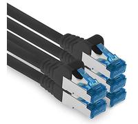 1aTTack.de Patch cable - 5x 10m Ethernet, network, LAN cable CAT6a (for gigabit networks, routers, switches, modems with RJ45 input - black)