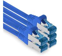 1aTTack.de Patch cable - 5x 1m Ethernet, network, LAN cable CAT6a (for gigabit networks, routers, switches, modems with RJ45 input - blue)