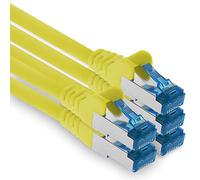 1aTTack.de Patch cable - 5x 5m Ethernet, network, LAN cable CAT6a (for gigabit networks, routers, switches, modems with RJ45 input - yellow)