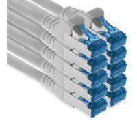 1aTTack.de Patch cables - 10x 0.25 m Ethernet, network, LAN cable CAT6a (for gigabit networks, routers, switches, modems with RJ45 input - white)