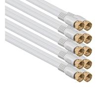 1aTTack.de SAT antenna cable 1.5 meters 2x shielded gold-plated, F connector > F connector (fully shielded) SAT white F-F gold 85db (5 pieces)