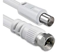 1aTTack.de Satellite antenna cable adapter cable 1.5 meters 2x shielded F plug > coax plug SAT white F coax St 75db