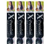 1B,4 PACK X-Pression Ultra Braid, 82",82 Inches / 210 cm, Colour 1B (Natural Black), Not Pre-pulled/pre-picked, Pull to desired length
