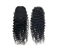 #1B Deep Wave Drawstring Ponytail Natural Black Curly Clip In Hair Extensions 100% Human Hair Ponytail(18inches)