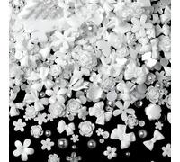 1Bag Mix Colorful Jelly Clear Ribbon Bowknot Nail Charms Heart Pearls Flower Flat-Back Gems Parts Nail Art Manicure Decorations-A001