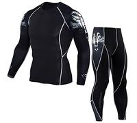 1Bests Mens Athletics Sports Compression Clothing Tight Long Sleeve 3D Printed Running Quick Dry Sportswear Sets (XXXL, Wolf)