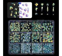 1Box 3D Nails Charm Flatback Nails Art Rhinestones Mixed Size Glass Nails Art Decorations For Nails Enthusiast