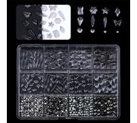 1Box 3D Nails Charm Flatback Nails Art Rhinestones Mixed Size Glass Nails Art Decorations For Nails Enthusiast