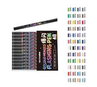 1Box Glowing Markers Acrylic Marker Pen with Broad/Fine Tips for Classroom Parties Art Projects Double Tip Glow in Dark Marker Pen