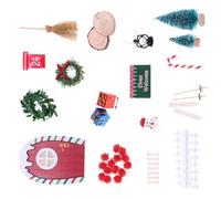 1Box Miniature Gnomes Dollhouses Set Christmas Scene Decorations Wooden Resin Detachable Models Safe User Friendly Materials Wooden Dollhouses Door