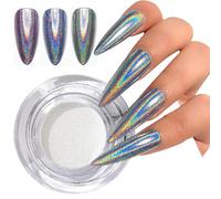1Box Nail Art Colorful Laser Powder Superfine Mermaid Peacock Powder Magic Chrome Pigment Dust Mirror Design Mirror Powder Laser Silver Chameleon Symphony Shell Powder (Laser Silver)