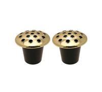 1Buy UK Black or Gold or Silver Lid Plastic Grave Vase Insert Memorial Flower Headstone Holder For Fresh & Artificial Flowers Pots (Gold Lid, 2)