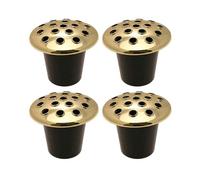 1Buy UK Black or Gold or Silver Lid Plastic Grave Vase Insert Memorial Flower Headstone Holder For Fresh & Artificial Flowers Pots (Gold Lid, 4)