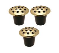 1Buy UK Black or Gold or Silver Lid Plastic Grave Vase Insert Memorial Flower Headstone Holder For Fresh & Artificial Flowers Pots (Gold Lid, 3)