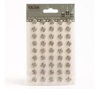 1cm Silver Metallic Resin Rose Flower - Self Adhesive Gem Craft Sticker (45 Pieces)