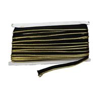 1cmx25m Polyester Piping Trim with Metallic Lip, Piping Bias Tape Lip Cord, Binding Piped Trim for Sewing Clothing Trimming, Black/Light Gold