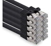 1CONN 0.25m - black - 10 pieces CAT.7 computer Ethernet cable network cable (raw cable) patch cable S-FTP LSZH PIMF 10GB s RJ45 plug Cat6a