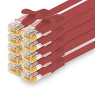 1CONN - 0.5m network cable, Ethernet, Lan & patch cable for maximum internet speed & connects all devices with RJ 45 socket red - 10 pieces