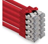 1CONN 1.5m - red - 10 pieces CAT.7 computer Ethernet cable network cable (raw cable) patch cable S-FTP LSZH PIMF 10GB s RJ45 plug Cat6a