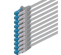 1CONN 10x 0.25 M - CAT-6a Network Cable Ethernet Cable Lan Patch RJ-45 Connector SFTP 10GB/s - Pack of 10 Grey