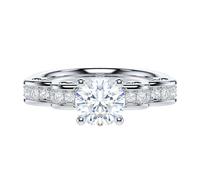 1CT Genuine Moissanite Sterling Silver Fancy Elegant Ribbon Promise Engagement Ring Bridal Set For Women (J)