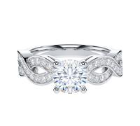 1CT Genuine Moissanite Sterling Silver Fancy Wave Intersecting Infinity Twisted Promise Engagement Ring Bridal Set For Women (M)