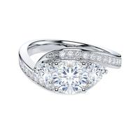 1CT Genuine Moissanite Sterling Silver Hold The Loved Swirled Wrapped Three Stone Style Engagement Ring For Women (L)