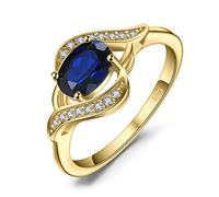 1ct Oval Created Blue Sapphire Rings for Women, 14K White Gold Plated 925 Sterling Silver Ring for Girl, Gemstone Jewellery Sets Promise Rings