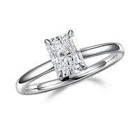 1CT Radiant Cut Moissanite Engagement Rings for Women, White Gold Sterling Silver, Created Moissanite