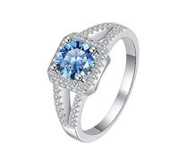 1ct Round Cut D Color VVS1 925 Sterling Silver Diamond Blue/Green/Pink Moissanite Engagement(Yellow,5)