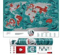1DEA.me Small Scratch Off Travel World Map - Premium Edition - 23.6" x 15.8" - Rewritable Places I’ve Been Travel Map - US States Outlined - Made From Flexible Plastic to Last Longer (MW)