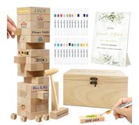 1DFAUL 101Pcs Wedding Shower Games Blocks to Decorate Kit, Bridal Shower Game Ideas Activities for Stacking, Building & Drawing, Suitable for Bride & Groom Party Game, Anniversary, Decorations, Favors