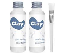 1DFAUL Air Dry Clay Glaze Kit, 2 x 100ml Gloss Matte Clay Sealant Varnish for Air Drying Craft Pottery Watertight, High Luster, Scratch Resistant