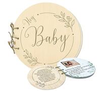 1DFAUL Baby Shower Guest Book, 80 Pages Hey Baby Shower Sign in Guest Book with Watercolor Design, Baby Shower Guest Book Alternatives Girl Boy, Wood Guestbook Keepsake Gift for New Parents