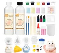 1DFAUL Liquid Silicone Squishy Making Kit, 17.6oz Squishy Gel Make Your Own Squishies, No Bubbles & Fast Cure, with Hamster, Cat Paw, Cheese Molds, Fun Stress Relief, DIY Gifts