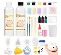 1DFAUL Liquid Silicone Squishy Making Kit, 17.6oz Squishy Gel Make Your Own Squishies, No Bubbles & Fast Cure, with Rabbit, Cat Paw, Cheese Molds, Fun Stress Relief, DIY Gifts