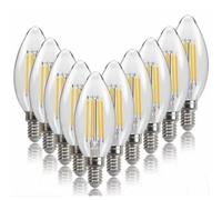 1fortunate Lights, Pack of 10, LED Filament Light Bulb AC220V C35 E14 4W/6W Dimmable Candle Lamp 360 Degree Lamp(White C35,6W)