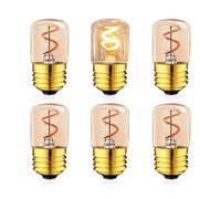 1fortunate Lights, Pack of 2/6, LED Spiral Filament Bulb AC220V T28 1.5W 2200K Chandelier Tubular Outdoor String Light Bulb Retro Tube Night Light Lamp(6PCS)