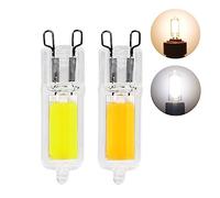 1fortunate Lights, Pack of 2, Mini LED COB Bulb AC220V G9 3W/5W Glass Crystal Lights Lamp Home Pendant Light Fixture Chandelier(Cold White,5w)